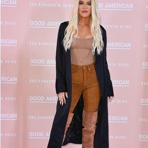 Good American tobacco high waist stretch faux suede skinny leg legging jeans 2